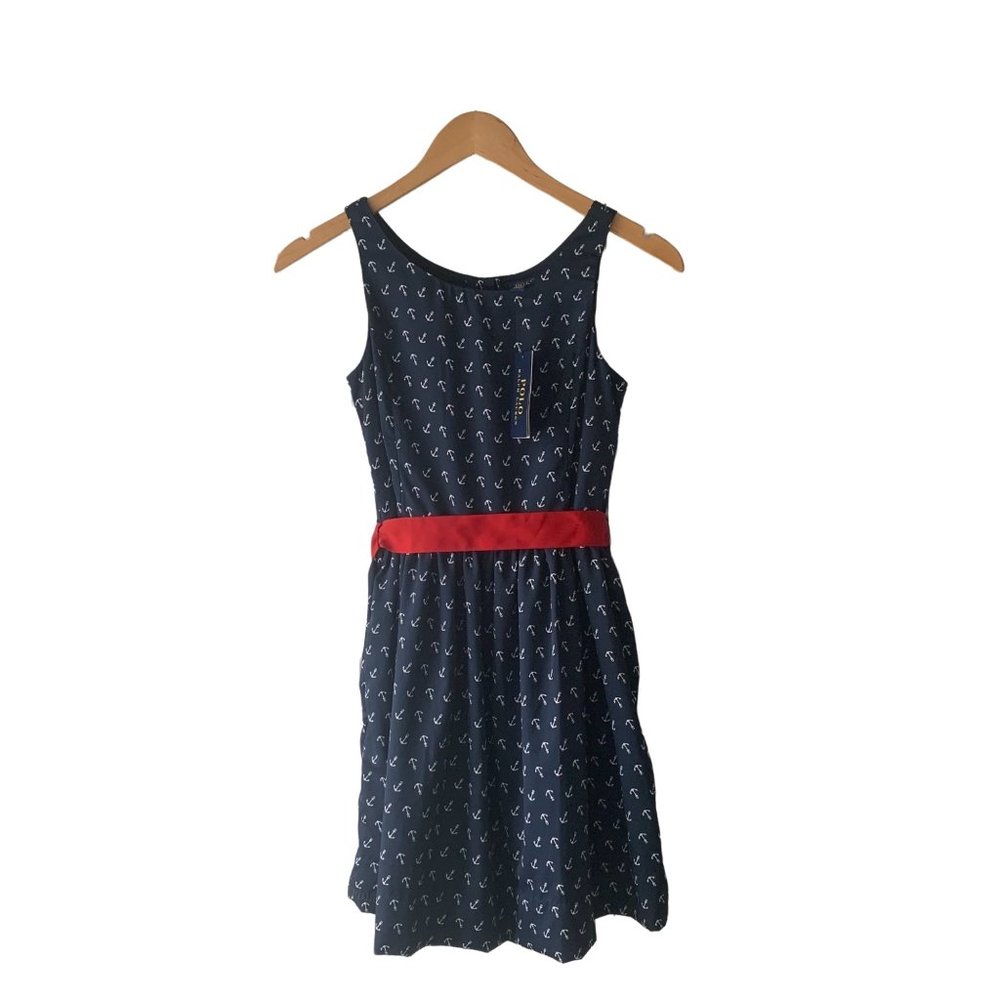 Polo Ralph Lauren Nautical Dress Girl's Sleeveless A-Line Navy Size 12